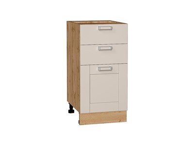 Кухонный  Шкаф нижний с 3-мя ящиками Лофт Дуб Вотан, Cream Silk, 400, каркас ЛДСП  Дуб Вотан, фасад МДФ  Cream Silk,  816*400*480 sppr5VVTtoAR71590 - фото 3818420