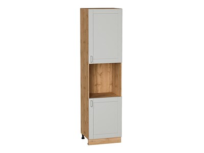Кухонный  Шкаф пенал с 2-мя дверцами под технику Лофт Дуб Вотан, Grey Silk, 2340, каркас ЛДСП  Дуб Вотан, фасад МДФ  Grey Silk,  2336*600*576 sppr5VVTtoAR69761 - фото 3818754
