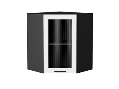 Кухонный  Шкаф верхний угловой остекленный Барселона Graphite, Белый, 720, каркас ЛДСП  Graphite, фасад МДФ/Стекло  Белый,  716*600*606 sppr5VVTtoAR53270 - фото 3820226