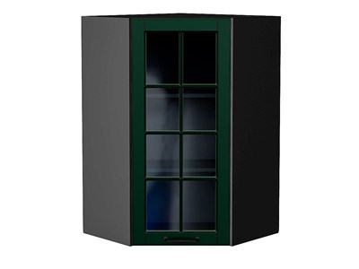 Кухонный  Шкаф верхний угловой остекленный Дублин Graphite, Special Green, 920, каркас ЛДСП  Graphite, фасад МДФ/Стекло  Special Green,  920*600*600 sppr5VVTtoAR74287 - фото 3821873