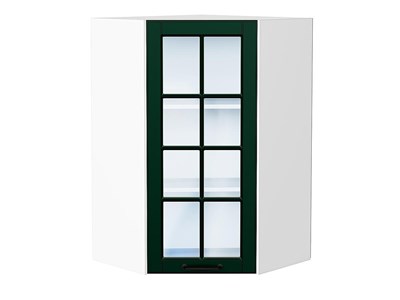 Кухонный  Шкаф верхний угловой остекленный Дублин Белый, Special Green, 920, каркас ЛДСП  Белый, фасад МДФ/Стекло  Special Green,  920*600*600 sppr5VVTtoAR74279 - фото 3821877