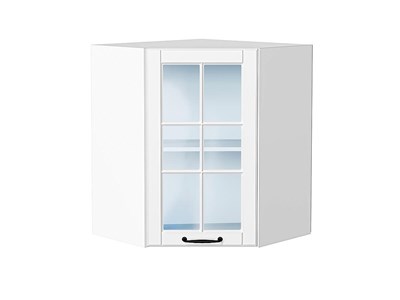 Кухонный  Шкаф верхний угловой остекленный Дублин Белый, Special White, 720, каркас ЛДСП  Белый, фасад МДФ/Стекло  Special White,  716*600*600 sppr5VVTtoAR74276 - фото 3821878