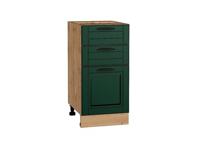 Кухонный  Шкаф нижний с 3-мя ящиками Дублин Дуб Вотан, Special Green, 400, каркас ЛДСП  Дуб Вотан, фасад МДФ  Special Green,  816*400*478 sppr5VVTtoAR73618 - фото 3822007