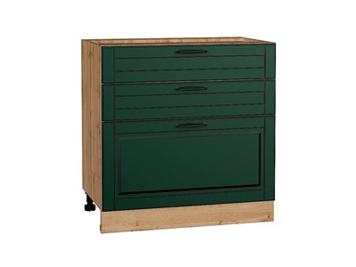 Кухонный  Шкаф нижний с 3-мя ящиками Дублин Дуб Вотан, Special Green, 800, каркас ЛДСП  Дуб Вотан, фасад МДФ  Special Green,  816*800*478 sppr5VVTtoAR73633 - фото 3822010