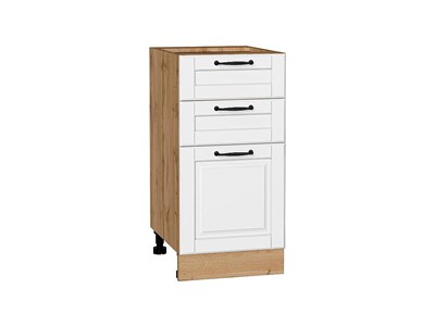 Кухонный  Шкаф нижний с 3-мя ящиками Дублин Дуб Вотан, Special White, 400, каркас ЛДСП  Дуб Вотан, фасад МДФ  Special White,  816*400*478 sppr5VVTtoAR73617 - фото 3822012