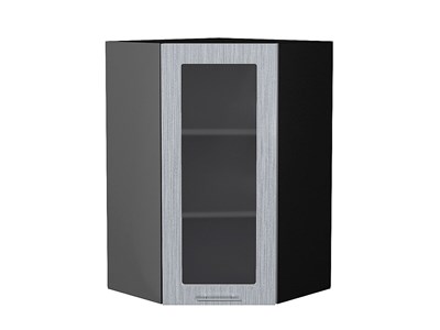 Кухонный  Шкаф верхний угловой остекленный Валерия-М Graphite, Серый металлик дождь светлый, 920, каркас ЛДСП  Graphite, фасад МДФ/Стекло  Серый металлик дождь светлый,  920*600*600 sppr5VVTtoAR40764 - фото 3825024