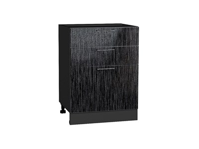 Кухонный  Шкаф нижний с 3-мя ящиками Валерия-М Graphite, Черный металлик дождь, 600, каркас ЛДСП  Graphite, фасад МДФ  Черный металлик дождь,  816*600*480 sppr5VVTtoAR38473 - фото 3825381