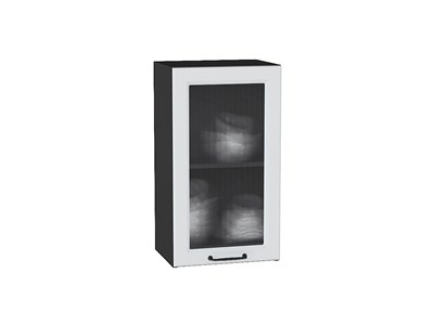 Кухонный  Шкаф верхний с 1-ой остекленной дверцей Ницца Graphite, Blanco, 720, 400, Кризет, каркас ЛДСП  Graphite, фасад МДФ/Стекло  Blanco,  716*400*318 sppr5VVTtoAR44190 - фото 3827234