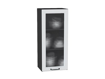 Кухонный  Шкаф верхний с 1-ой остекленной дверцей Ницца Graphite, Blanco, 920, 400, Кризет, каркас ЛДСП  Graphite, фасад МДФ/Стекло  Blanco,  920*400*318 sppr5VVTtoAR44229 - фото 3827240