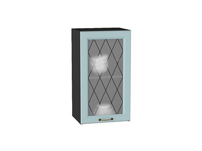 Кухонный  Шкаф верхний с 1-ой остекленной дверцей Ницца Graphite, Голубой, 720, 400, каркас ЛДСП  Graphite, фасад МДФ/Стекло  Голубой,  716*400*318 sppr5VVTtoAR54692 - фото 3827268
