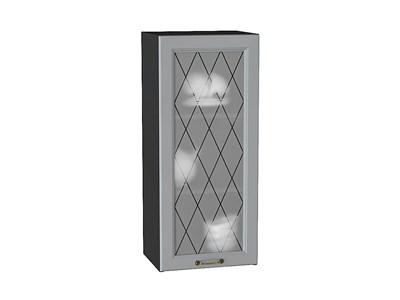 Кухонный  Шкаф верхний с 1-ой остекленной дверцей Ницца Graphite, Графит, 920, 400, каркас ЛДСП  Graphite, фасад МДФ/Стекло  Графит,  920*400*318 sppr5VVTtoAR54707 - фото 3827277