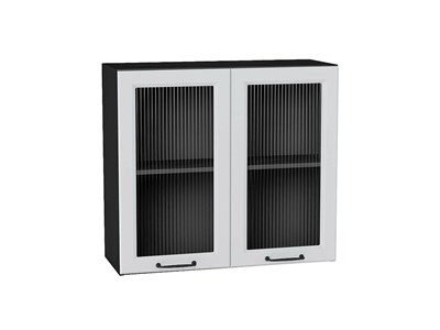 Кухонный  Шкаф верхний с 2-мя остекленными дверцами Ницца Graphite, Blanco, 720, 800, Moru, каркас ЛДСП  Graphite, фасад МДФ/Стекло  Blanco,  716*800*318 sppr5VVTtoAR67430 - фото 3827509