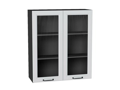 Кухонный  Шкаф верхний с 2-мя остекленными дверцами Ницца Graphite, Blanco, 920, 800, Moru, каркас ЛДСП  Graphite, фасад МДФ/Стекло  Blanco,  920*800*318 sppr5VVTtoAR67432 - фото 3827513