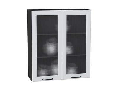 Кухонный  Шкаф верхний с 2-мя остекленными дверцами Ницца Graphite, Blanco, 920, 800, Кризет, каркас ЛДСП  Graphite, фасад МДФ/Стекло  Blanco,  920*800*318 sppr5VVTtoAR44346 - фото 3827514