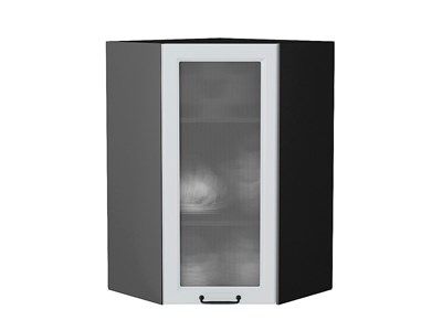 Кухонный  Шкаф верхний угловой остекленный Ницца Graphite, Blanco, 920, Кризет, каркас ЛДСП  Graphite, фасад МДФ/Стекло  Blanco,  920*600*600 sppr5VVTtoAR44398 - фото 3827779