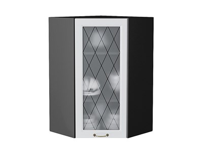 Кухонный  Шкаф верхний угловой остекленный Ницца Graphite, Белый, 920, каркас ЛДСП  Graphite, фасад МДФ/Стекло  Белый,  920*600*600 sppr5VVTtoAR54808 - фото 3827787