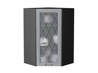 Кухонный  Шкаф верхний угловой остекленный Ницца Graphite, Графит, 920, каркас ЛДСП  Graphite, фасад МДФ/Стекло  Графит,  920*600*600 sppr5VVTtoAR54820 - фото 3827791