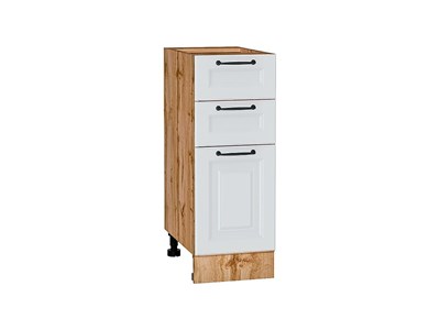 Кухонный  Шкаф нижний с 3-мя ящиками Ницца Дуб Вотан, Blanco, 300, каркас ЛДСП  Дуб Вотан, фасад МДФ  Blanco,  816*300*478 sppr5VVTtoAR64494 - фото 3828326