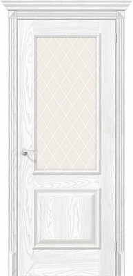 Межкомнатная дверь   Классико-13 Silver Ash White Сrystal 200*60,  классика,  остекленные,  Композитный мебельный щит на основе высококачественного соснового бруса и MDF. spBRV097-0118 - фото 3833333
