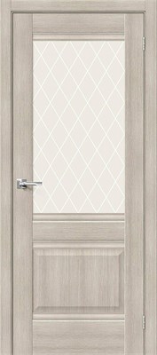 Межкомнатная дверь   Прима-3 Cappuccino Veralinga White Сrystal 200*60,  неоклассика,  остекленные,  Композитный мебельный щит на основе высококачественного соснового бруса и древесных плит. spBRV153-0424 - фото 3833839
