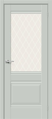 Межкомнатная дверь   Прима-3 Grey Matt White Сrystal 200*60,  неоклассика,  остекленные, spBRV066-0150 - фото 3834082