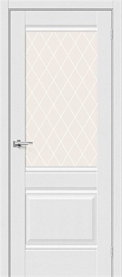 Межкомнатная дверь   Прима-3 Virgin White Сrystal 200*60,  неоклассика,  остекленные,  Композитный мебельный щит на основе высококачественного соснового бруса и древесных плит. spBRV153-1084 - фото 3834110