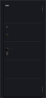 Дверь входная  205*96 Bravo R Флэт/SBlack, Black Shell/White Silk, Левое с зеркалом sp2510BR_033-2491