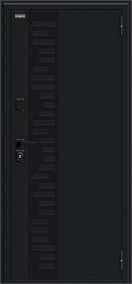 Дверь входная уличная от -45 до +40 гр С, 205*96 Bravo  Thermo Техно Д2/SBlack, Букле черное/White Silk, Левое sp2510BR_033-2664