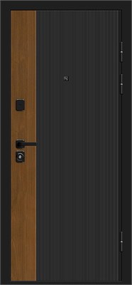 Дверь входная 205*96 Bravo  Optim Z-2 Вертикаль, Муар черный-Грецкий Орех/Белый, Левое sp2510BR_033-2523