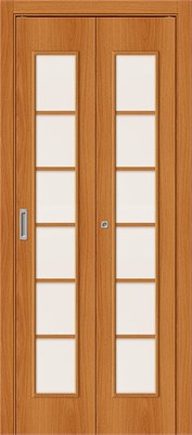 Межкомнатная складная дверь 200*40 два ДП, 2С, Л-12 (МиланОрех) / Сатинато , Финиш Флекс sp2510BR_010-0305