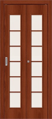 Межкомнатная складная дверь 200*35 два ДП, 2С, Л-11 (ИталОрех) / Сатинато , Финиш Флекс sp2510BR_010-0709