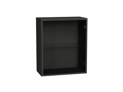 Шкаф верхний с 1-ой остекленной дверцей Graphite, Черный, 720, 600, Стекло В*Ш*Г 716*600*322, фасад Стекло  Черный, корпус  Graphite ms2510VVT_77747