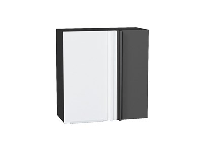 Шкаф верхний прямой угловой Фьюжн Graphite, Silky White, 720, 700 В*Ш*Г 716*700*345, фасад МДФ  Silky White, корпус  Graphite ms2510VVT_60134