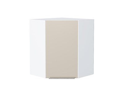 Шкаф верхний угловой Фьюжн Белый, Cream Silk, 720 В*Ш*Г 716*600*600, фасад МДФ  Cream Silk, корпус  Белый ms2510VVT_71909