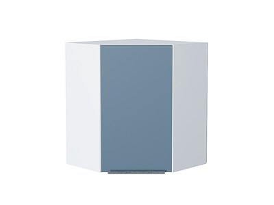 Шкаф верхний угловой Фьюжн Белый, Silky Blue, 720 В*Ш*Г 716*600*600, фасад МДФ  Silky Blue, корпус  Белый ms2510VVT_52091