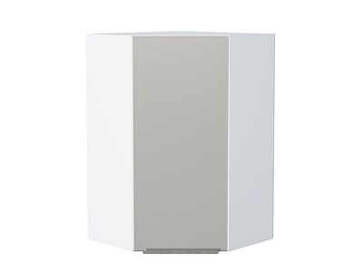Шкаф верхний угловой Фьюжн Белый, Silky Light Grey, 920 В*Ш*Г 920*600*600, фасад МДФ  Silky Light Grey, корпус  Белый ms2510VVT_66630
