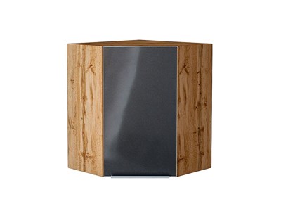 Шкаф верхний угловой Фьюжн Дуб Вотан, Anthracite, 720 В*Ш*Г 716*600*600, фасад МДФ  Anthracite, корпус  Дуб Вотан ms2510VVT_60914