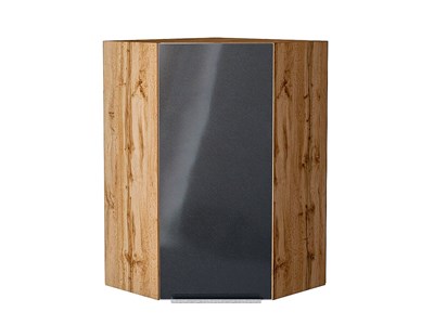 Шкаф верхний угловой Фьюжн Дуб Вотан, Anthracite, 920 В*Ш*Г 920*600*600, фасад МДФ  Anthracite, корпус  Дуб Вотан ms2510VVT_60915