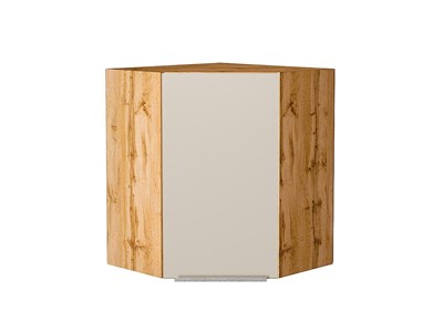 Шкаф верхний угловой Фьюжн Дуб Вотан, Cream Silk, 720 В*Ш*Г 716*600*600, фасад МДФ  Cream Silk, корпус  Дуб Вотан ms2510VVT_71947