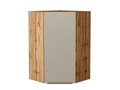 Шкаф верхний угловой Фьюжн Дуб Вотан, Silky Grey, 920 В*Ш*Г 920*600*600, фасад МДФ  Silky Grey, корпус  Дуб Вотан ms2510VVT_60906