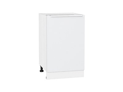 Шкаф нижний с 1-ой дверцей Фьюжн Белый, Silky White, 500 В*Ш*Г 816*500*480, фасад МДФ  Silky White, корпус  Белый ms2510VVT_52160
