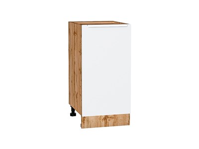 Шкаф нижний с 1-ой дверцей Фьюжн Дуб Вотан, Silky White, 400 В*Ш*Г 816*400*480, фасад МДФ  Silky White, корпус  Дуб Вотан ms2510VVT_60965