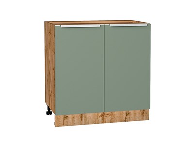 Шкаф нижний с 2-мя дверцами Фьюжн Дуб Вотан, Silky Mint, 800 В*Ш*Г 816*800*480, фасад МДФ  Silky Mint, корпус  Дуб Вотан ms2510VVT_61014