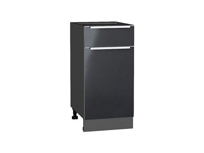 Шкаф нижний с 1-ой дверцей и ящиком Фьюжн Graphite, Anthracite, 400 В*Ш*Г 816*400*480, фасад МДФ  Anthracite, корпус  Graphite ms2510VVT_36835