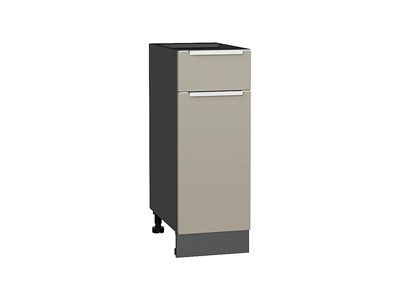 Шкаф нижний с 1-ой дверцей и ящиком Фьюжн Graphite, Silky Grey, 300 В*Ш*Г 816*300*480, фасад МДФ  Silky Grey, корпус  Graphite ms2510VVT_52128