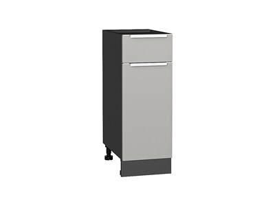 Шкаф нижний с 1-ой дверцей и ящиком Фьюжн Graphite, Silky Light Grey, 300 В*Ш*Г 816*300*480, фасад МДФ  Silky Light Grey, корпус  Graphite ms2510VVT_66651