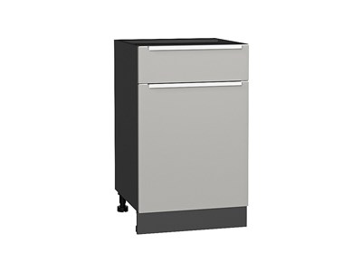 Шкаф нижний с 1-ой дверцей и ящиком Фьюжн Graphite, Silky Light Grey, 500 В*Ш*Г 816*500*480, фасад МДФ  Silky Light Grey, корпус  Graphite ms2510VVT_66653