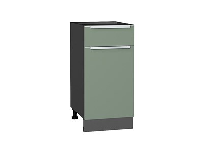 Шкаф нижний с 1-ой дверцей и ящиком Фьюжн Graphite, Silky Mint, 400 В*Ш*Г 816*400*480, фасад МДФ  Silky Mint, корпус  Graphite ms2510VVT_52143