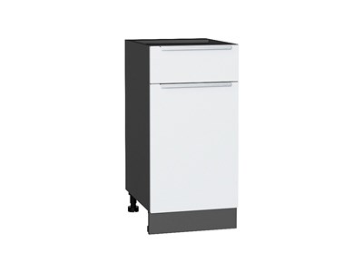Шкаф нижний с 1-ой дверцей и ящиком Фьюжн Graphite, Silky White, 400 В*Ш*Г 816*400*480, фасад МДФ  Silky White, корпус  Graphite ms2510VVT_52134