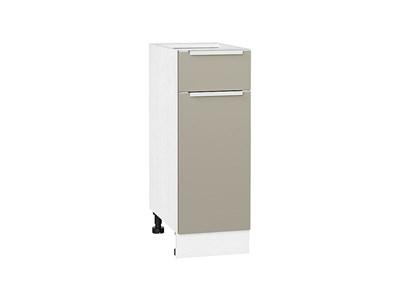 Шкаф нижний с 1-ой дверцей и ящиком Фьюжн Белый, Silky Grey, 300 В*Ш*Г 816*300*480, фасад МДФ  Silky Grey, корпус  Белый ms2510VVT_52127